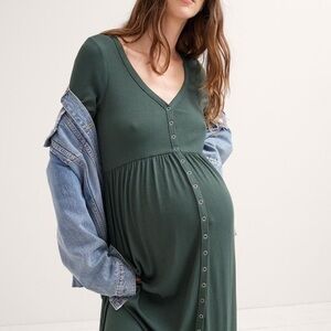 Hatch softest rib nursing dress - pine